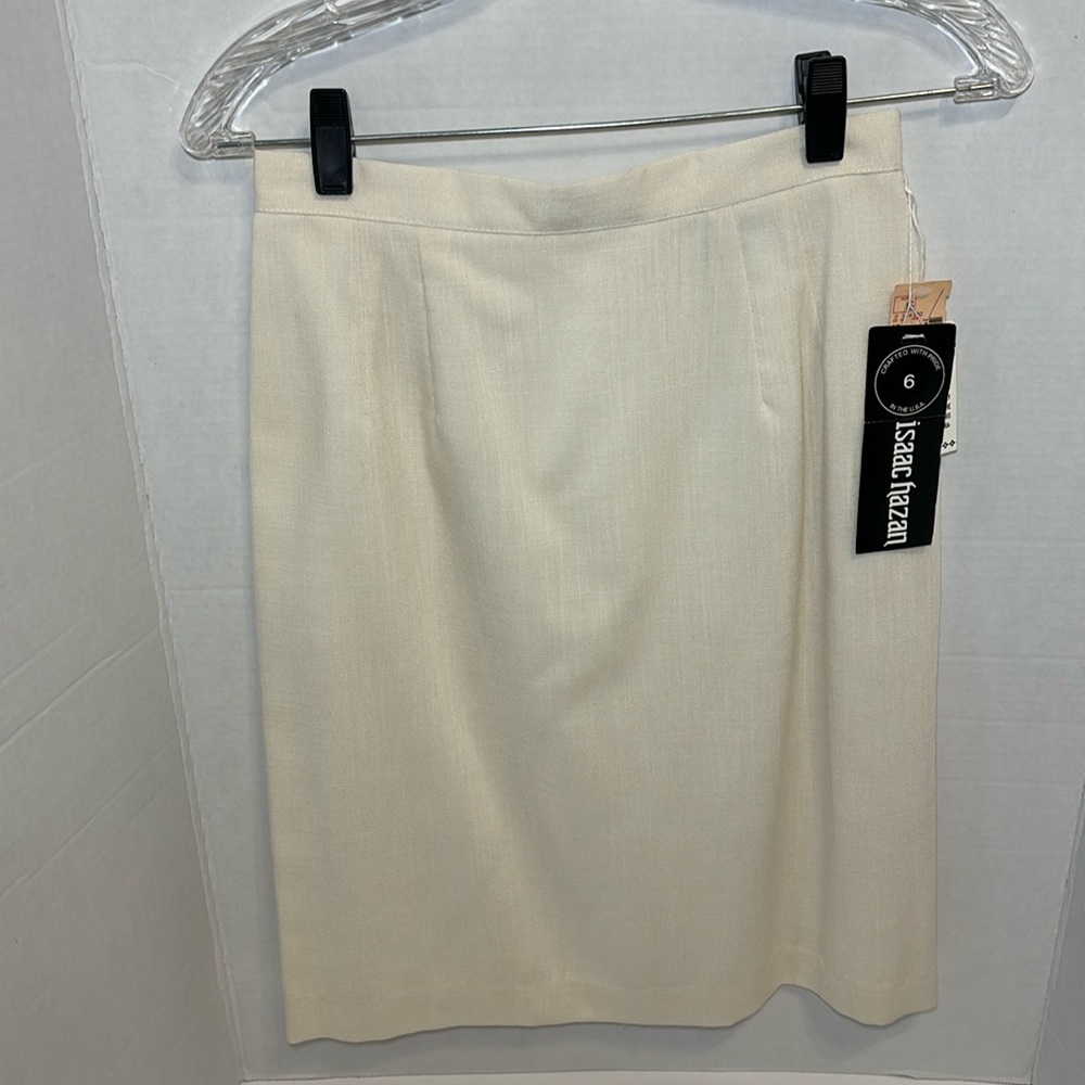 Isaac Hazan Pencil Skirt NWT SZ 6 Women’s Cream Off White Lined VTG Made In USA